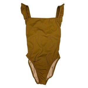 Madewell Second Wave Ribbed Ruffle-Strap One-Piece Swimsuit Size XXS